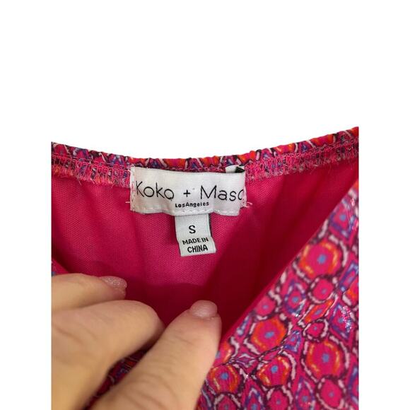 Koko + Mason Geo Print Sundress Red/Pink Metallic Size S Summer Spring - Picture 3 of 8